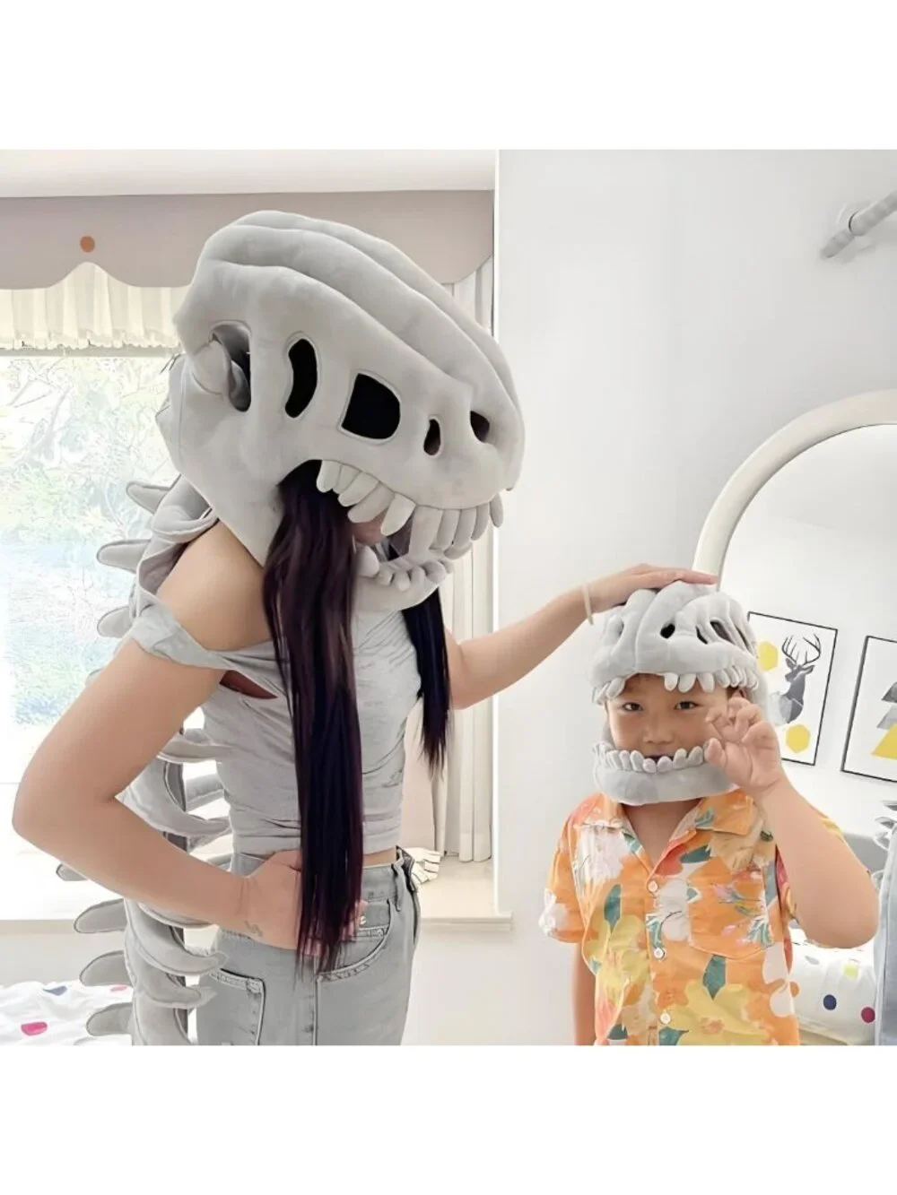 Realistic 3D Dinosaur Skeleton Costume for Halloween, Themed Skull Cosplay
